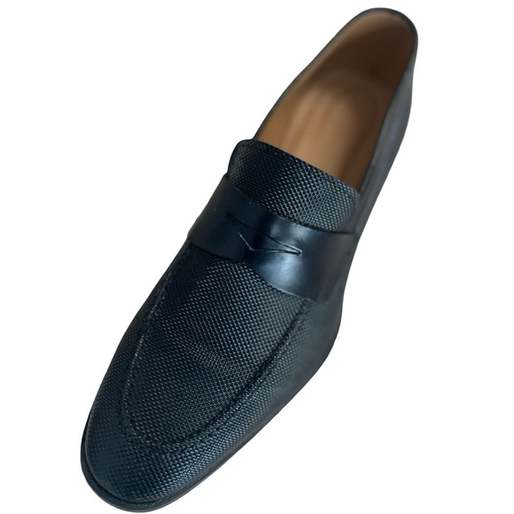 New Giorgio Armani Black Textured Slip-On Loafers shoes size 9